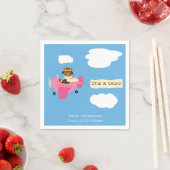 かわいいヴィンテージテディベアパイロットガールベビーシャワー スタンダードカクテルナプキン (インサイチュ)