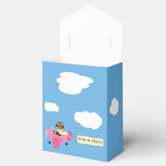 かわいいヴィンテージテディベアパイロットガールベビーシャワー フェイバーボックス (オープン)