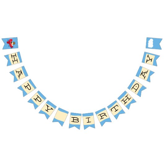 かわいいヴィンテージテディベアパイロットハッピーバースデー バンティングフラッグ (全)