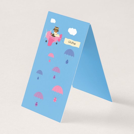 かわいいヴィンテージテディベアパイロットピンクギフトテーブルサイン (裏面)