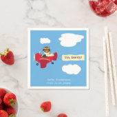 かわいいヴィンテージテディベアパイロットベビーシャワー スタンダードカクテルナプキン (インサイチュ)