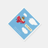 かわいいヴィンテージテディベアパイロットベビーシャワー スタンダードカクテルナプキン (角)