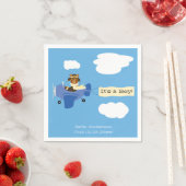 かわいいヴィンテージテディベアパイロットボーイベビーシャワー スタンダードカクテルナプキン (インサイチュ)