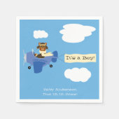 かわいいヴィンテージテディベアパイロットボーイベビーシャワー スタンダードカクテルナプキン (正面)