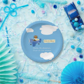 かわいいヴィンテージテディベアパイロットボーイベビーシャワー ペーパープレート (パーティー)