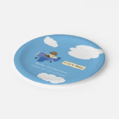 かわいいヴィンテージテディベアパイロットボーイベビーシャワー ペーパープレート (アングル)