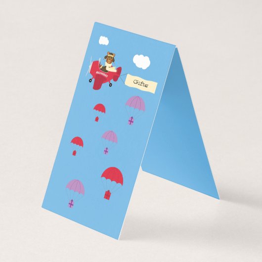 かわいいヴィンテージテディベアパイロット赤いギフトテーブルサイン (裏面)