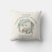 かわいいヴィンテージテディベアーボーイ誕生統計 クッション (正面)