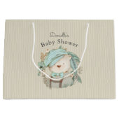 かわいいヴィンテージテディベア男の子のためのベビーシャワー ラージペーパーバッグ (正面)