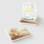 かわいいヴィンテージテディベア、ストーンコースター ストーンコースター (横)