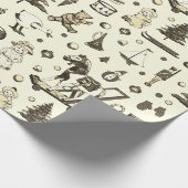 かわいいヴィンテージトイズホースベージュブラウンセピア ラッピングペーパー (角)