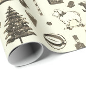 かわいいヴィンテージトイズホースベージュブラウンセピア ラッピングペーパー (ロールコーナー)