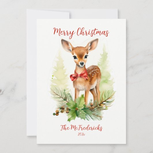 かわいいヴィンテージトナカイのクリスマス シーズンカード (正面)