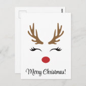 かわいいヴィンテージトナカイのメリークリスマス ポストカード (正面/裏面)