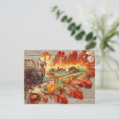 かわいいヴィンテージトルコ秋感謝祭 ポストカード (スタンド正面)