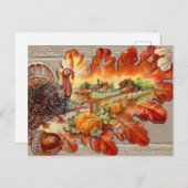 かわいいヴィンテージトルコ秋感謝祭 ポストカード (正面/裏面)