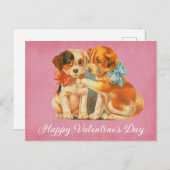 かわいいヴィンテージドッグハッピーバレンタインデー ポストカード (正面/裏面)