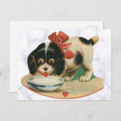 かわいいヴィンテージドッグバレンタインデー ポストカード (正面/裏面)