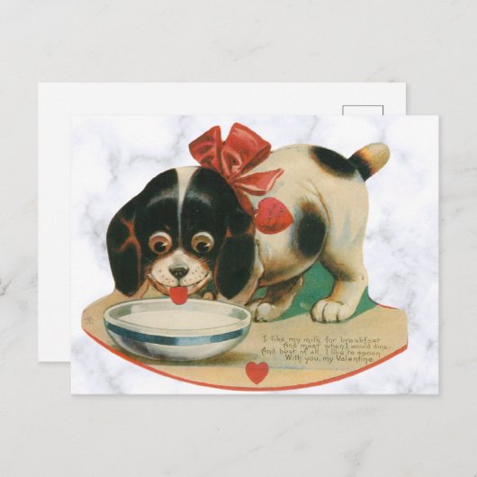 かわいいヴィンテージドッグバレンタインデー ポストカード (正面/裏面)