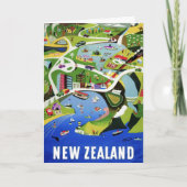かわいいヴィンテージニュージーランド旅行はがき カード (正面)