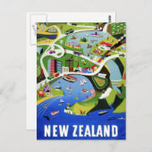 かわいいヴィンテージニュージーランド旅行はがき ポストカード (正面/裏面)