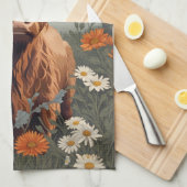 かわいいヴィンテージハイランドカウズ キッチンタオル (四つ折り)