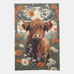 かわいいヴィンテージハイランドカウズ キッチンタオル