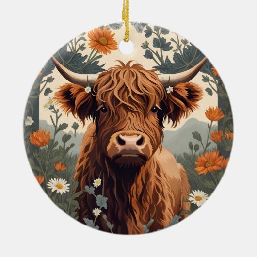 かわいいヴィンテージハイランドカウズ セラミックオーナメント (裏面)