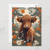 かわいいヴィンテージハイランドカウズ ポストカード (正面/裏面)