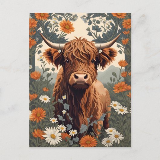 かわいいヴィンテージハイランドカウズ ポストカード (正面)