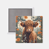 かわいいヴィンテージハイランドカウズ マグネット (正面/裏面)