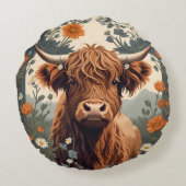 かわいいヴィンテージハイランドカウズ ラウンドクッション (裏面)