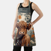 かわいいヴィンテージハイランドパーソナライズされた牛の名前 エプロン (インサイチュ)