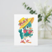 かわいいヴィンテージハッピーイースターブルーバード シーズンポストカード (スタンド正面)