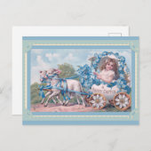 かわいいヴィンテージハッピーイースターラムエッグ ポストカード (正面/裏面)