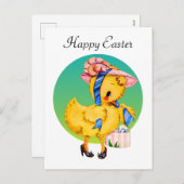 かわいいヴィンテージハッピーイースター シーズンポストカード (正面/裏面)