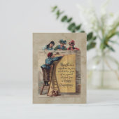 かわいいヴィンテージハッピークリスマスグリーティング ポストカード (スタンド正面)