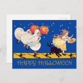 かわいいヴィンテージハッピーハローウィン黒猫、幽霊たち ポストカード (正面/裏面)