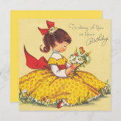 かわいいヴィンテージハッピーバースデーガールインドレス シーズンカード (正面/裏面)