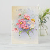 かわいいヴィンテージハッピーバースデーフェアリー シーズンカード (スタンド正面)