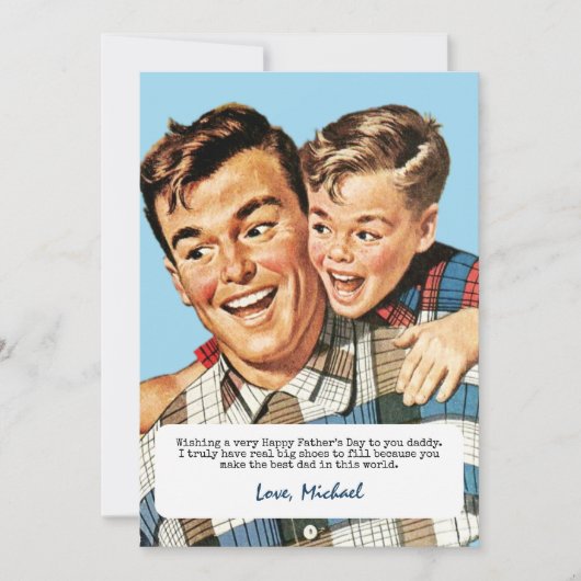 かわいいヴィンテージハッピー父親の日から息子の挨拶 シーズンカード (正面)