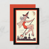 かわいいヴィンテージハロウィーンウィッチオンブルーム (正面/裏面)