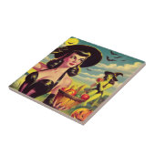 かわいいヴィンテージハロウィーンウィッチピンアップ タイル (側面)