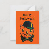 かわいいヴィンテージハロウィーンカボチャ追加文字 ノートカード (正面)