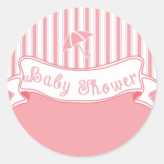 かわいいヴィンテージバナー赤ちゃんガールシャワーステッカー ラウンドシール (正面)
