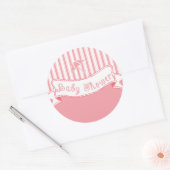 かわいいヴィンテージバナー赤ちゃんガールシャワーステッカー ラウンドシール (封筒)