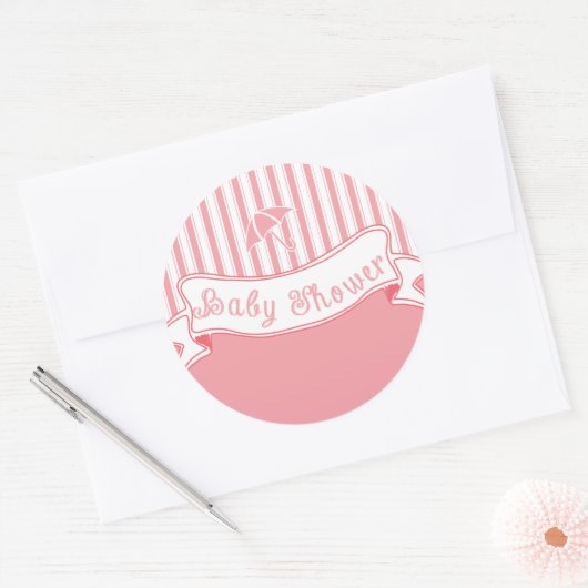 かわいいヴィンテージバナー赤ちゃんガールシャワーステッカー ラウンドシール (封筒)