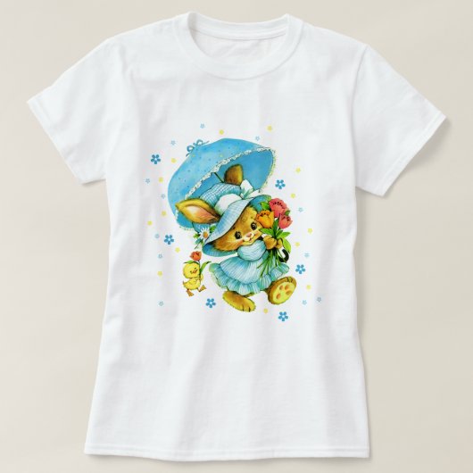 かわいいヴィンテージバニーとシックなイースターギフト Tシャツ (デザイン正面)