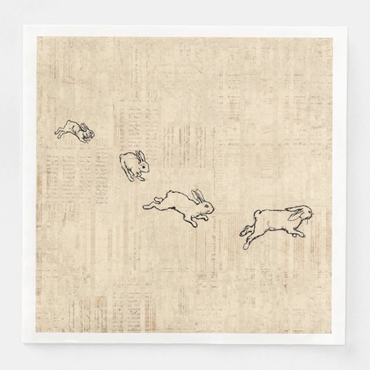 かわいいヴィンテージバニーをテーマにしたジャンピングラビットアート (正面)