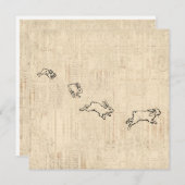 かわいいヴィンテージバニーをテーマにしたジャンプうさぎアート シーズンカード (正面/裏面)